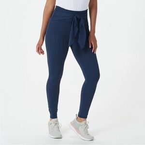 Zuda Z-Move Full Length Active Leggings with Tie Waist Dark Navy Women’s Large